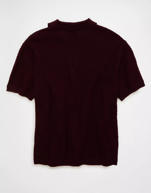 Relaxed Fit Striped Full‑Button Short Sleeve Knit Sweater