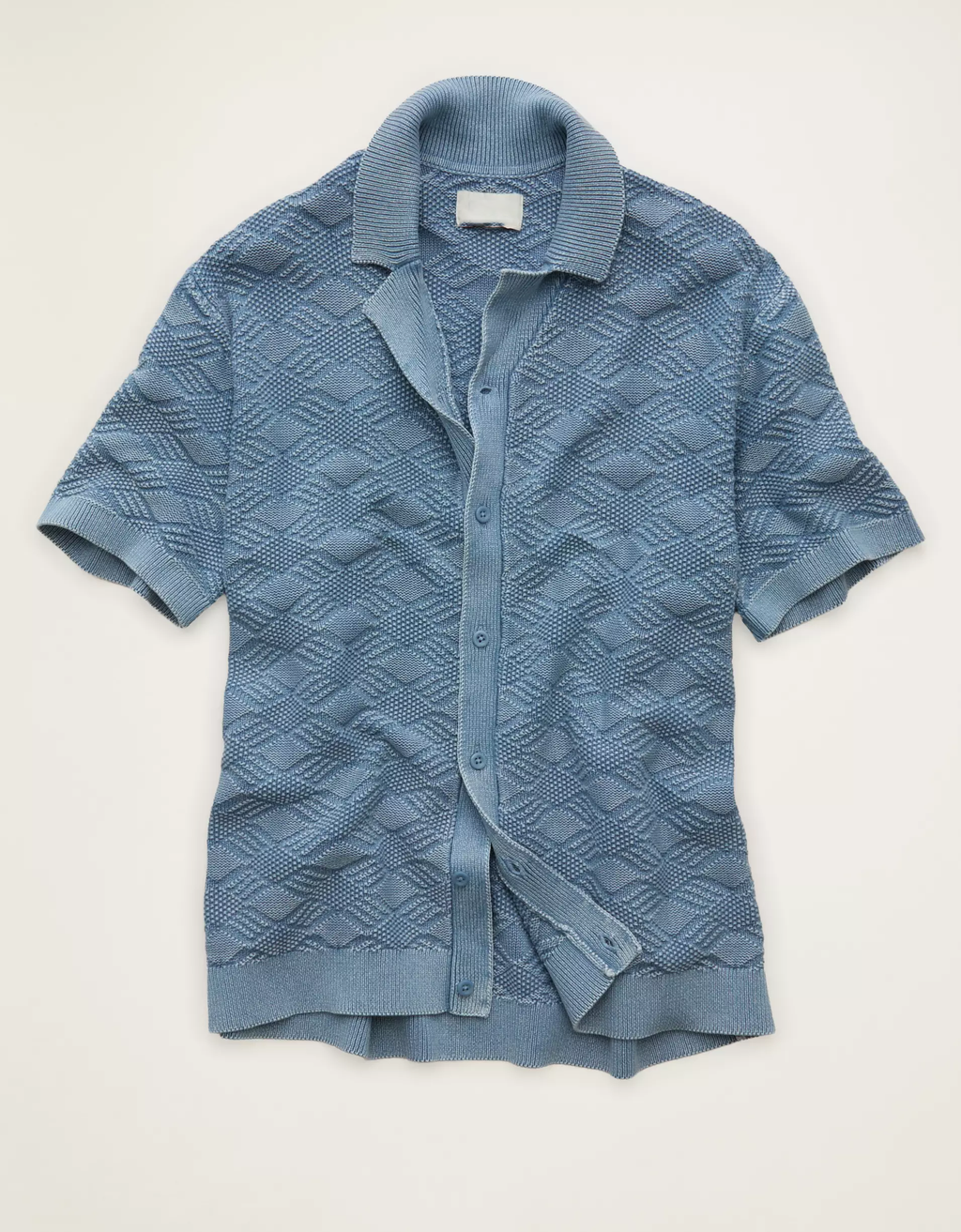 Standard Fit Garment‑Washed Knit Mens Short Sleeve Polo Shirt
