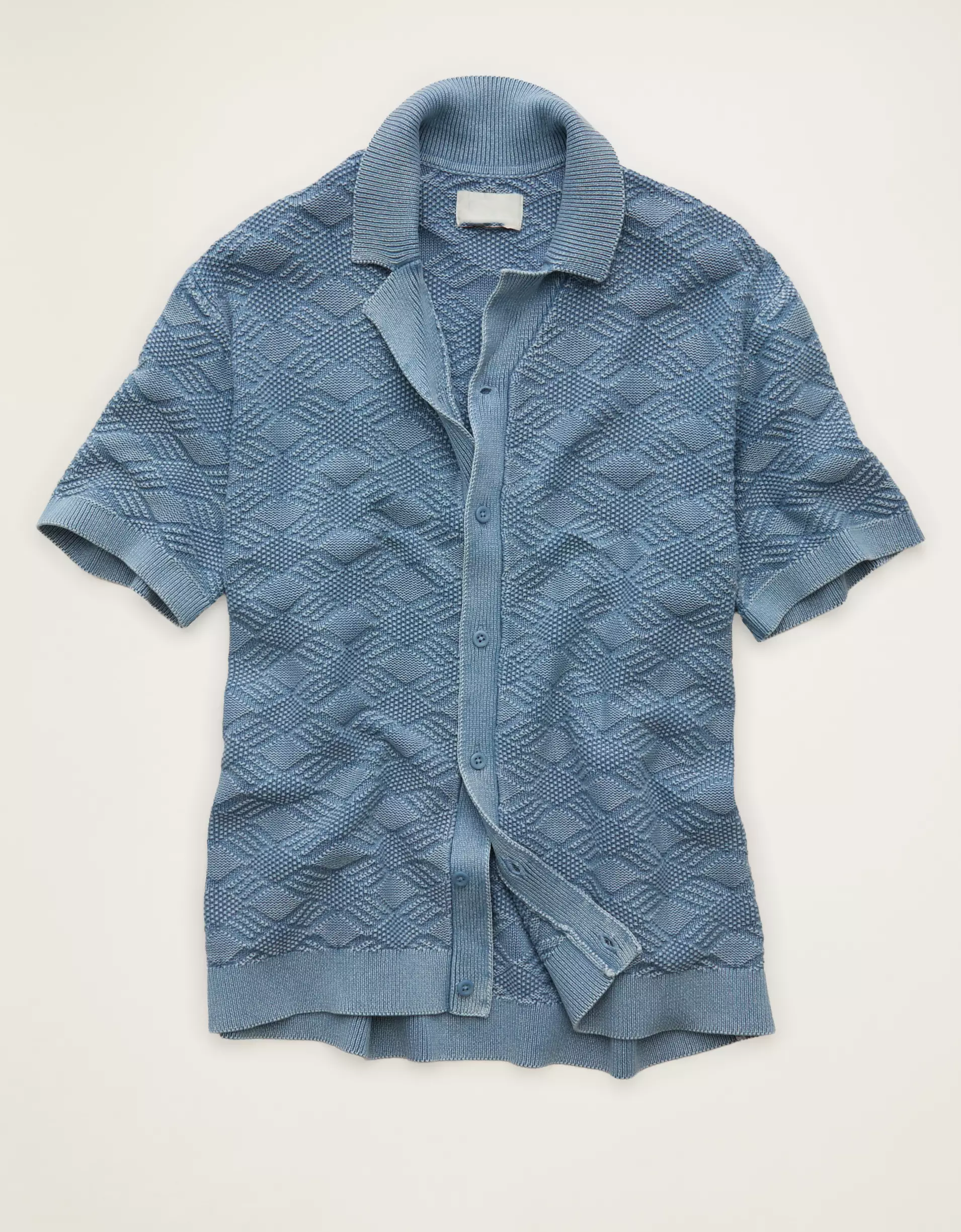 Standard Fit Garment‑Washed Knit Mens Short Sleeve Polo Shirt