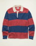 Standard Fit Block‑Stripe Shaker‑Stitch Long Sleeve Rugby Sweater