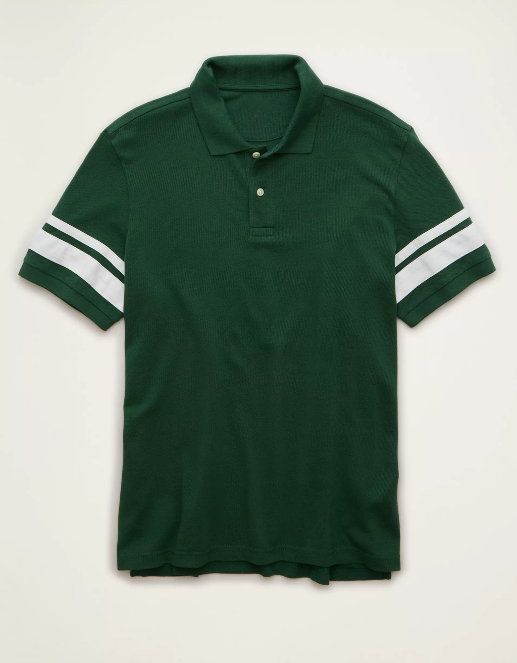 Standard Fit Applique‑Stripe Pique Mens Short Sleeve Polo Shirt