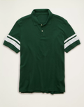 Standard Fit Applique‑Stripe Pique Mens Short Sleeve Polo Shirt