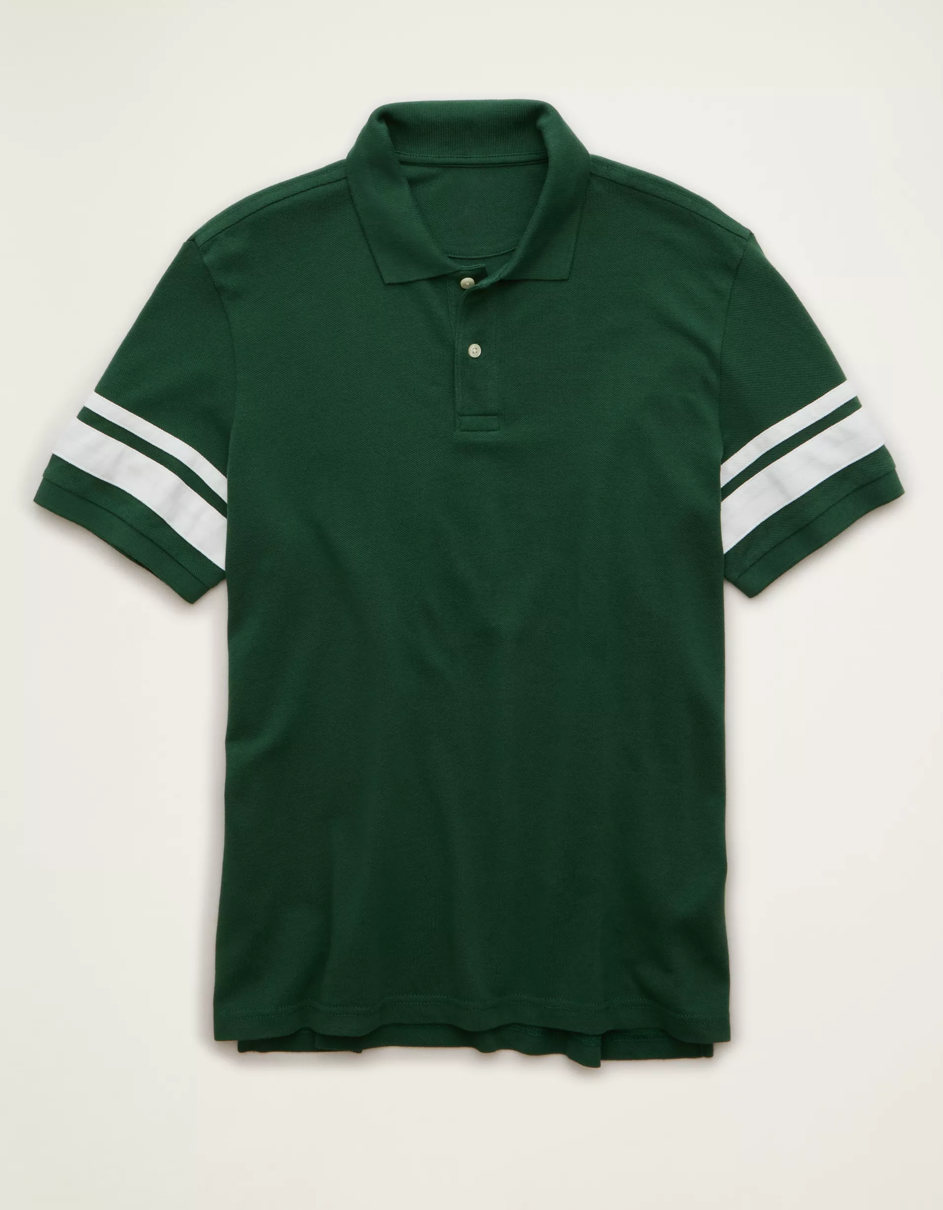Standard Fit Applique‑Stripe Pique Mens Short Sleeve Polo Shirt